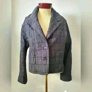SELMA BOS CANADA lightweight black  crinkle jacket. Size 14